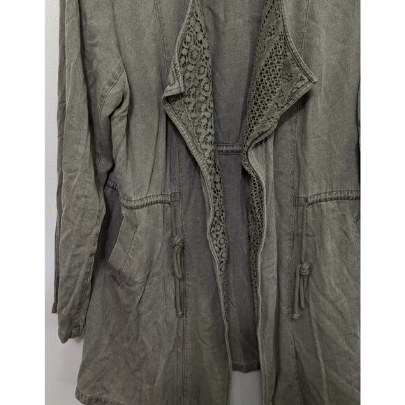 Knox Rose Women's Olive Lace Front Lightweight Hooded Jacket Size L - Picture 2 of 6